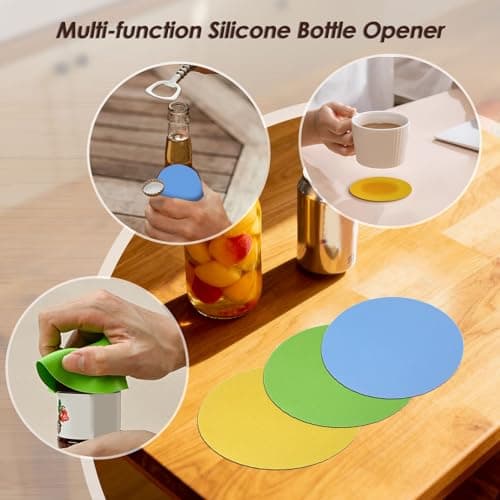 4 in 1 Multi-Purpose Jar Opener, Adjustable Stainless Steel Lid Remover for Seniors & Arthritis Sufferers, Jar Opener for Weak Hands with Bottle Cap Opener, Fits Kitchen Jars, Bottles & Cans (Beige) - Thumbnail 6