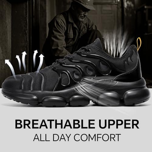 DRRHINO Steel Toe Shoes for Men Women Comfortable Lightweight Work Sneakers for Men Composite Toe Safety Sneakers Men's Slip Resistant Indestructable Construction Safety Shoes Black - Thumbnail 3