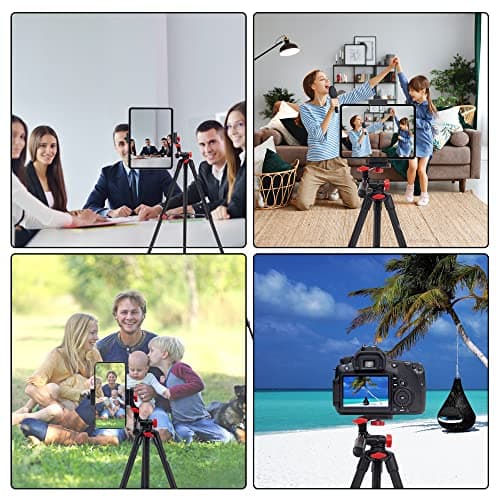 teefeet Tablet Tripod 53 inch Aluminum Tablet & Phone Tripod for iPad Pro/iPhone, Lightweight Travel Stand with Wireless Remote & Bag(Red) - Thumbnail 3