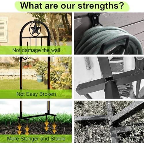 SHOMEXTOL Garden Hose Holder - Upgraded Sturdy Hose Pentagram Holder, Freestanding Heavy-Duty Hose Reel, Sturdy Water Hose Holder and Hose Storage for Outside, Lawns and Yards,Black - Thumbnail 6