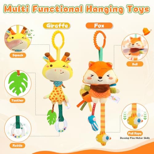 YELUFT Baby Toys for 0 3 6 9 12 Months, Baby Hanging Toys, Car Seat Stroller Crib Gym Baby Rattle Toys with Teether for Newborn Infants Toddlers Baby Boys Girls Gifts - Thumbnail 5
