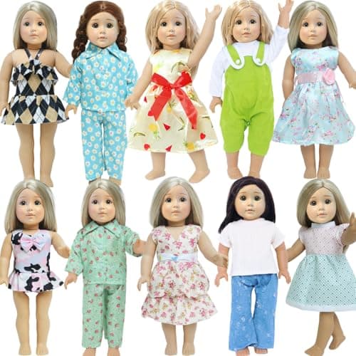 5 Set American 18 inch Doll Clothes and Accessories for Girl Dolls Including Fashion Dress Casual Daily Outfits Swimsuits Summer Clothing (NO Doll) - Image 1