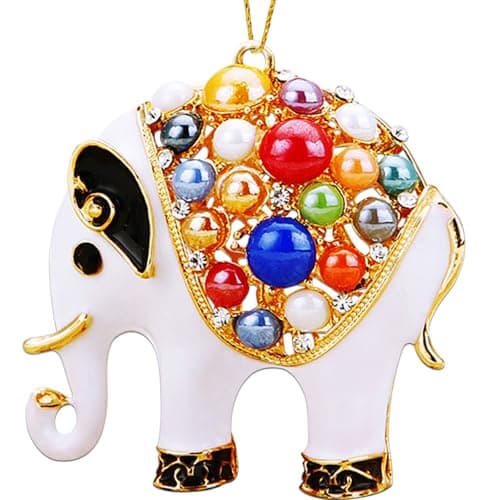 White Elephant Ornament, Metal Elephants with Rhinestone, Funny Christmas Ornaments, Small Cute Christmas Ornaments for Kids, Elephant Gifts for Women