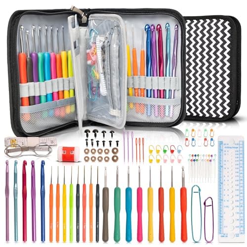 SHAXANO Crochet Hooks Kit with Case, 95-Piece, Ergonomic Crochet Needles Weave Yarn Kits DIY Hand Knitting Art Tools for Beginners and Experienced Crochet Lovers - Image 1