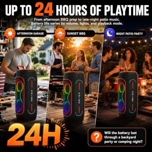 Musibaby Black 80W Waterproof Portable Bluetooth Speaker for Outdoor Use - Thumbnail 4
