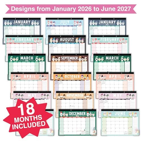 Hadley Designs Large Teacher Desk Calendar 2026-2027 - Desktop Calendar 2026, 18-Month Desk Calendars for Home, Office & Classroom, Cute Classroom Must Haves, Teacher Appreciation Gifts - Thumbnail 3