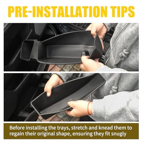 Maxzina Door Side Storage Tray Compatible with 2021-2026 Ford F150 2/4 Door TPE Front Doors Organizer Insert Box Truck Side Phone Pocket for 2025 F-150 Accessories (Front 4PCS) - Thumbnail 2