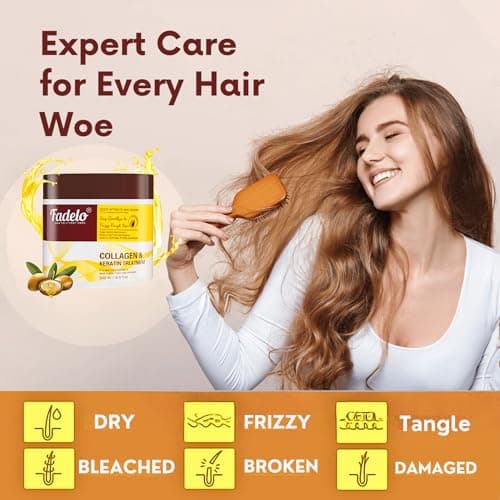 Fadelo Keratin Hair Treatment, Deep Conditioning Hair Mask for Damaged Hair with Collagen & Keratin, Professional Hair Care Solution, 500ml (16.9 Fl Oz) - Thumbnail 4