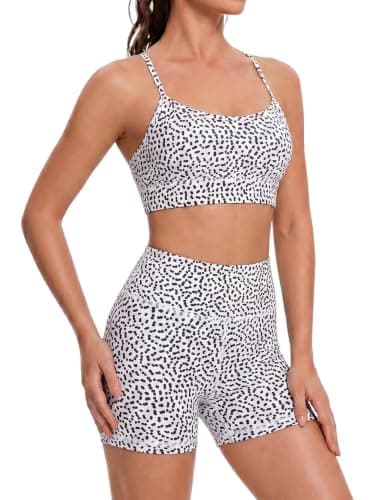Polka Dots Workout Set 2 Piece Gym Yoga Active Wear Outfits Matching Set