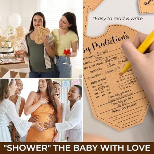 WOODAMORE Baby Prediction and Advice Cards - Well Wishes Cards for Baby Shower Decorations Gender Neutral, Hilarious Babies Shower Games Activities - Thumbnail 3