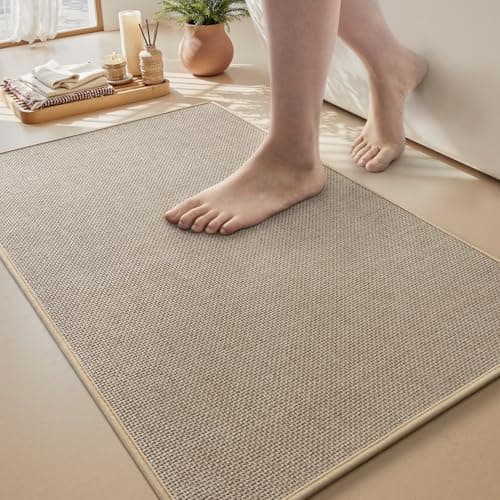 MontVoo Bath Mat Rug-Ultra Thin Non Slip Bath Mats for Bathroom Mat Quick Dry, Rubber Backing Washable Bathroom Rugs Fit Under Door, Absorbent Bath Rugs for Floor,20"x32",Beige - Image 1