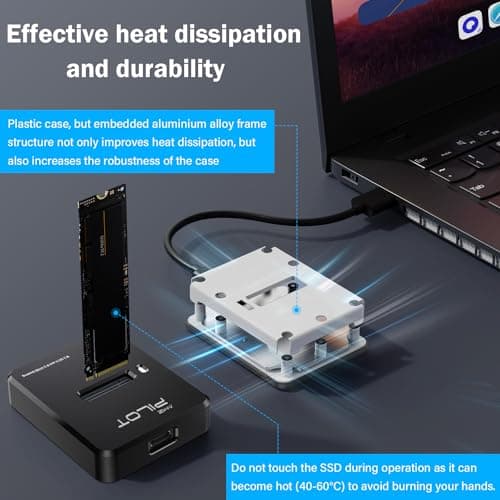 AMZPILOT M.2 NVMe & SATA to USB C Docking Station, M.2 SSD to USB A C Reader Adapter for Both M.2 (M Key, B+M Key) NVMe and SATA NGFF SSD Dock, Size for 2280 2260 2242 2230 22110 Enclosure - Plastic - Thumbnail 5