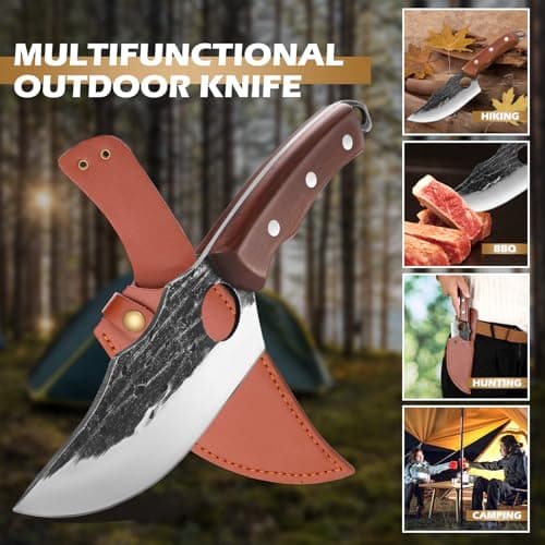ACEKNIFE 6" Viking Knife for Meat Cutting, Hand Forged Boning Knife, German Steel and Ergonomic Wood Handle, with Sheath for Kitchen and Outdoor - Thumbnail 2