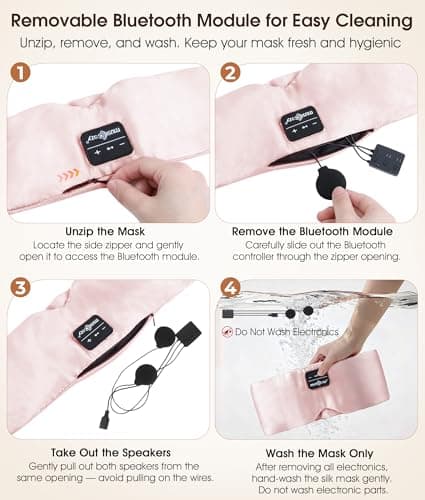 MUSICOZY 3D Silk Bluetooth Sleep Mask Headphones, Mulberry Silk Eye Mask with Ultra-Thin Wireless Speakers, Bluetooth 5.4 Sleeping Headphones for Side Sleepers, Music Sleep Mask Gifts for Men Women - Thumbnail 6