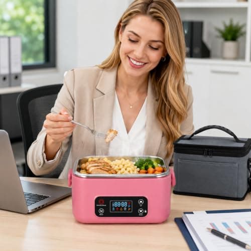 MISS BIG Electric Lunch Box for Women, Cordless Heated Lunch Box, Pink - Thumbnail 6