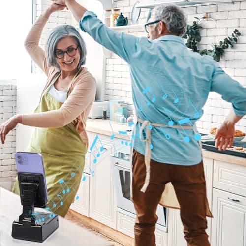 BFUSHIONY Ideal Gift for Dad This Father's Day, Birthday Gifts for Men Women, Cell Phone Stand with Bluetooth Speaker with 5000mAh Charger, HD Surround Sound for Desk (1 Pack) - Thumbnail 4