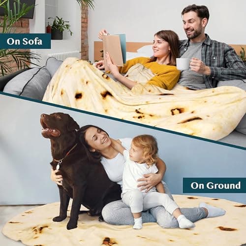 Burrito Tortilla Blanket Baby Stuff Shower White Elephant Gifts for Kids Throw Blankets Wrap Swaddle Toddler Boy Girl Party Novelty Gag Pets Soft Fleece 40in - Thumbnail 4