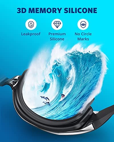 Aegend Swim Goggles 2-Pack, No Leaking Anti-Fog UV Protection Mirrored Swim Glasses for Adult Men Women, Wide View Outdoor - Thumbnail 5