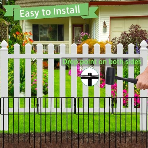 Thrivinest 10 Pack Animal Barrier, No Dig Decorative Fence, 17in(H) x10ft(L) Rustproof Metal Small Garden Fence Border for Dogs Rabbits, Bottom Blocker for Outdoor Yard Patio - Thumbnail 3