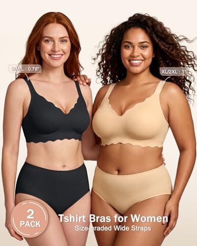 leviace 2 Pack Wireless Jelly Bras for Women with Support, Black/Nude,XXL - Thumbnail 6