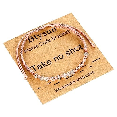 Btysun Funny Gift for Women Morse Code Bracelets Valentines Gift Rose Gold Braided Cool Uplifting Secret Message Birthday Christmas Jewelry - Image 1
