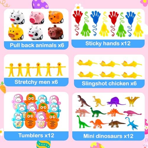 Beanumerous Easter Eggs Truly Filled 240 Pcs for Egg Hunt, 120 Prefilled Easter Eggs Stuffed with 120 Small Toys, Kids Party Favors Basket Stuffers - Thumbnail 3