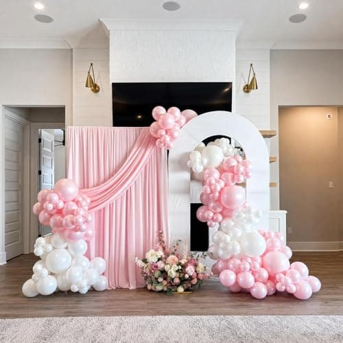 Pearl Pink Balloons, 60Pcs 12Inch Pink and White Balloons Including Double Stuffed Pink Pastel Macaron Light Pink White Clear Balloons for Wedding Bridal Shower Baby Shower Birthday Party Decorations - Thumbnail 6