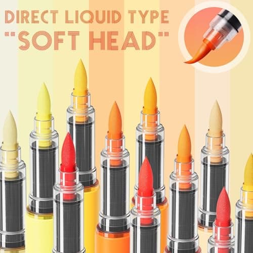 Niodel 60 Colors Direct Liquid Acrylic Paint Markers, Flexible Brush Tip, Instant Flow (No Pressing Required), High Opacity Paint Pens for Rock Painting, Wood, Canvas, Glass, DIY Crafts - Thumbnail 2