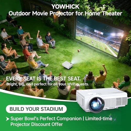 Projector with WiFi and Bluetooth, 5G WiFi Native 1080P 9500L YOWHICK Outdoor Projector 4K Support, Mini Portable Movie Projector, for HDMI, VGA, USB, Laptop, iOS & Android Phone - Thumbnail 2