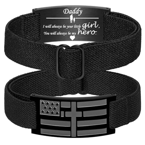 GLEZZA To Daddy from Daughter Bracelets Gifts,American Flag Cross Bible Verse Bracelet Christmas Birthday Christian Fathers Day Jewelry Gifts,Adjustable Size - Image 1