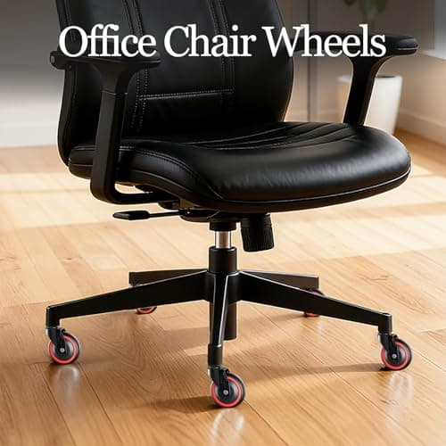 TESUMI Office Chair Wheels 3 Inch Hard PA Wheels Chair Casters Replacement, Heavy Duty Quiet No Scratch Gaming Chair Wheel for Hardwood Floor Carpet, Set of 5, Universal Fit/Not for 1KEA//Tangle-Free - Thumbnail 2