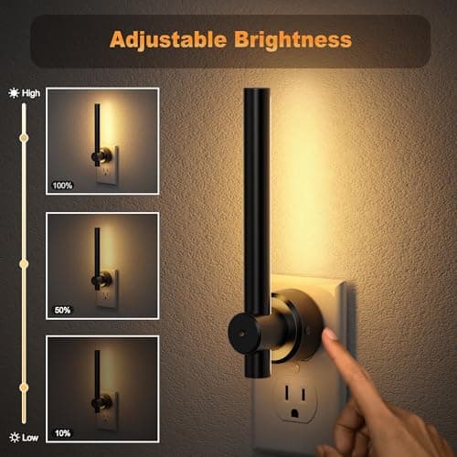 JandCase LED Night Light, Modern Night Lights Plug into Wall with Dusk to Dawn Sensor, 330° Rotatable Plug, Dimmable Night Light for Bedroom, Bathroom, Vanity, Hallway, 2 Pack - Thumbnail 3