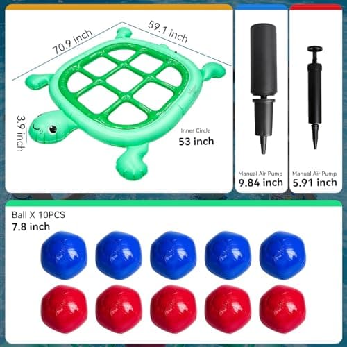 Pool Toys Games Set – Inflatable Tic Tac Toe with 10 Balls, Giant Floating Pool Floats Toy for Kids Adults Teens, Outdoor Summer Beach Lake Party, 2-10 Players, Premium PVC (Hand Pump Included) - Thumbnail 4