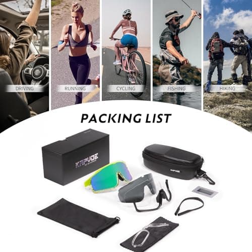 KAPVOE Polarized Cycling Glasses Men Women Mountain Bike Sunglasses MTB Glasses TR90 Sport Glasses Biking Sunglasses Bicycle Riding Goggles Road Cycling Sunglasses Running Golf Cycle Glasses Green - Thumbnail 6