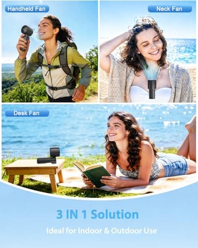 Portable Handheld Fan with Ice Cooling, Up to 13Hrs Rechargeable Personal Fan, Foldable Hand Held Pocket Mini Turbo Fans for Travel, Camping, Hiking, Beach, Office, Outdoor, Gifts for Women, Men - Thumbnail 6