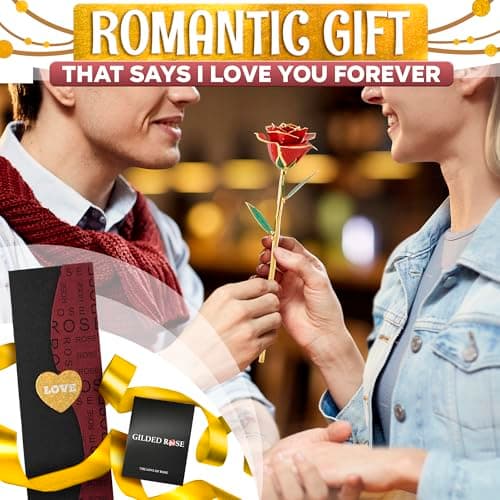 Gold Roses Artificial Flowers 24K – Gold Dipped Rose with Stand, Card & Gift Box, Roses for Mothers Day – Keepsake Gifts for Girlfriend for Anniversary, Birthday & Romantic Surprise Gift for Wife - Thumbnail 2