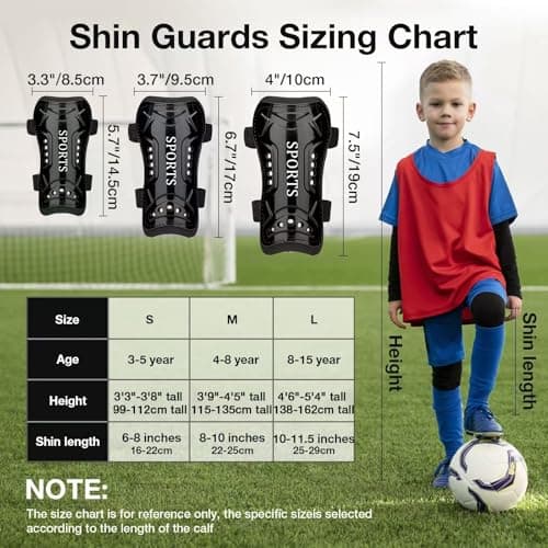 2 Pairs Soccer Shin Guards for Toddler Kids Youth, Soccer Shin Pads with Adjustable Double Strap for 3-14 Years Old Boys Girls Child Teens - Thumbnail 6