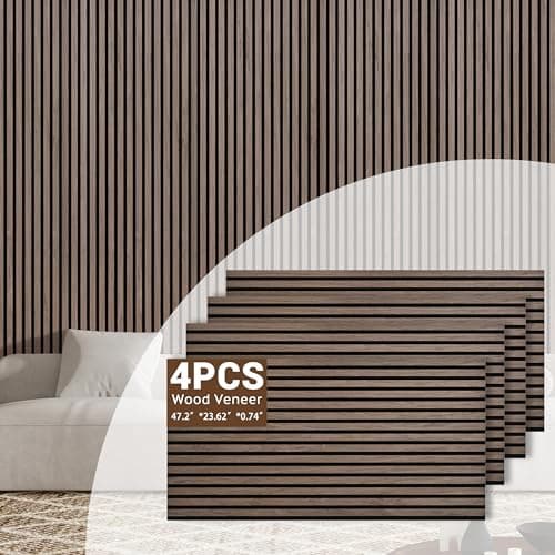 4 Packs Acoustic Wall Panel, 47.2"x23.6" Wood Slat Sound Absorbing Panel, Sound Proof Panels for Office,Home Theater,Studio, Walnut - Thumbnail 3