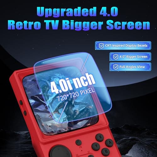 R36TMAX Retro Handhled Game Console, 4.0 Inch Retro Gaming Console with 4000mAh Battery, 64GB Preloaded with 18000+ Video Games, Portable Retro Game Console Supports WiFi Networked Fighting, Red - Thumbnail 6