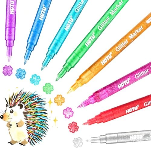HOTU Glitter Markers Pens, 8 Colors Glitter Gel Pens Metallic Paint Marker for Kids Adult Rock Painting, Scrapbooking, DIY Craft, Making Labels or Cards, Journaling, Doodling, Art Projects - Image 1