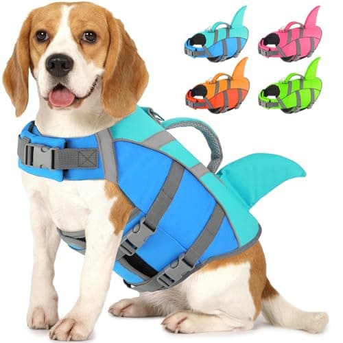 Doglay Dog Life Jacket, Shark Life Vest for Swimming, High Visibility & High Flotation Dog Swimming Vest with Rescue Handle, Adjustable Puppy Lifesaver for Small Medium Large Dogs - Image 1