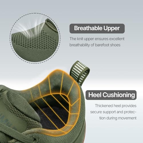 ATHMILE Men's Barefoot Shoes Wide Toe Box Trail Running Walking Shoes Zero-Drop Sole Lightweight Grounding Minimalist Sneakers Athletic Training Lifting Shoes for Gym Hiking Workout Cycling - Thumbnail 5