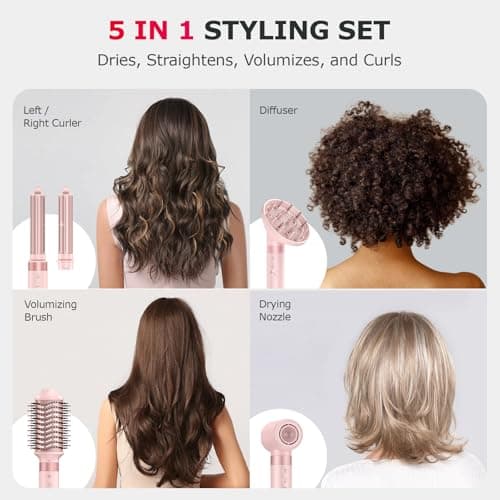 5 in 1 High-Speed Hot Air Styler - Professional Frizz-Free Hair Dryer Brush, Fast Drying Hair Dryer with Diffuser, No Heat Damage Air Styler Wrap - Curl, Volumize - Thumbnail 4