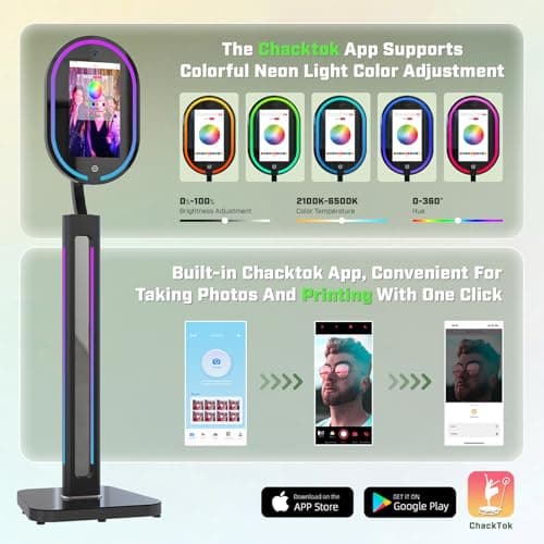 MWE Magic Mirror Photo Booth Touch Screen with Printer and 1200W Pixel 4K HD Camera,RGB Surround Light Music Sync,Mirror Video Booth with Software APP Remote Control (16in+Printer) - Thumbnail 2