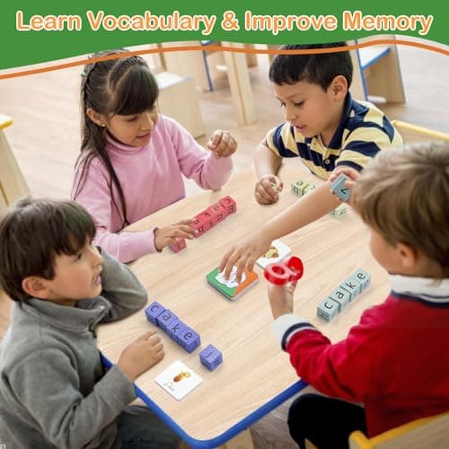 Humerry Spelling Games for Kids Ages 3-6, CVC Word Matching Letter Game, Phonics Learning Toy with 54 Flash Cards for Preschool Boys Girls - Thumbnail 3