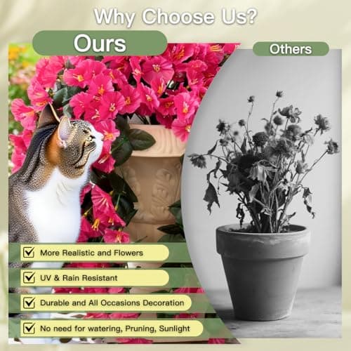 Artificial Flowers for Outdoors Fake Hot Pink Morning Glory Hanging Flower Decoration, 2Pcs Realistic Faux Plants Petunias Long Trailing Vines,Spring Decor for Porch Patio Balcony Planter Yard - Thumbnail 3