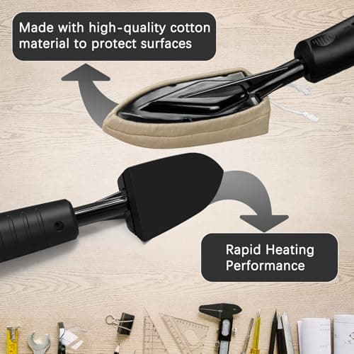 Edge Bandling Iron with LCD Display,Adjustable 212-428F (100-220C),Metal Stand,98 in Power Cord,3 Replaceable Socks,Precision Control Sealing Iron for Furniture Edges & Models - Thumbnail 5