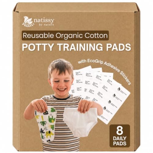 Reusable Potty Training Pads for Toddlers with Stay-Put EcoGrip – Made in EU (Daily Fit 8-Pack), Soft Organic Cotton Inserts for Light Daytime Dribbles, Turn Any Underwear into Training Pants