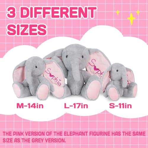 Custom Embroidered Plush Elephant with Name, Personalized Baby Plush Toys, Personalized Elephant Stuffed Animal, 1-14 Year Old Girl Toys, Christmas Birthday Gifts for Baby Boys Girls Toddlers - Thumbnail 6