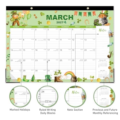 2026 Desk Calendar - Jan. 2026 - Dec. 2026, 12" x 17", 12 Months Calendar Pad with Corner Protectors, Cutting Line, Hanging Hole, Large Office Desktop Calendar - 12 Different Themes - Thumbnail 3